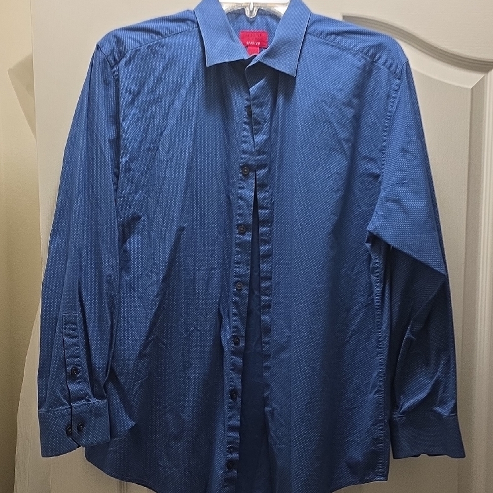 Alfani Stretch Blue Shirt with Dots